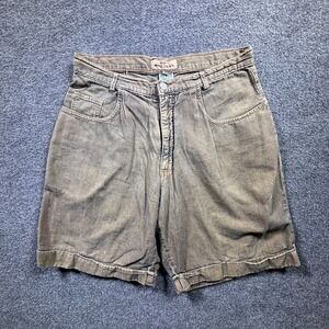 Vintage Guess by Georges Marciano Shorts Men 32 Olive Green Denim Pleated Cuffed